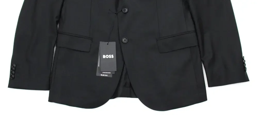 Hugo Boss Suit 34 R Mens Black Wool Slim Fit Neight Byte 2 Piece NWT 2 Button